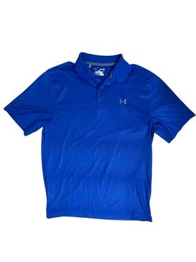 Under Armour HeatGear Blue Polo Shirt Men’s Medium Loose Athletic Golf